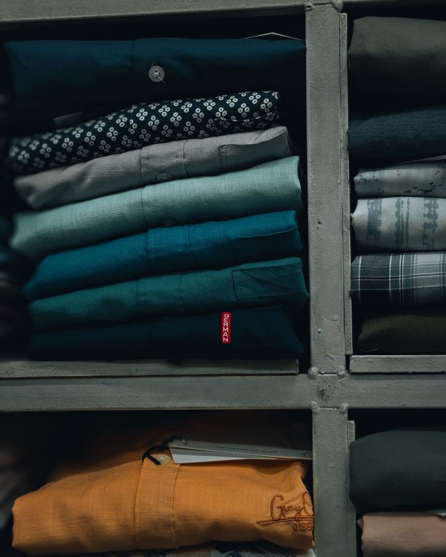 Neatly folded finished garments ready for dispatch